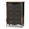 Baxton Studio Romilly Black and Oak-Finished Wood 5-Drawer Chest 146-8174